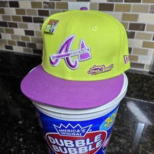 RARE New Era X Big League Chew X Atlanta Braves Fitted Hat Size 7 3/8 W/ LE Pin!